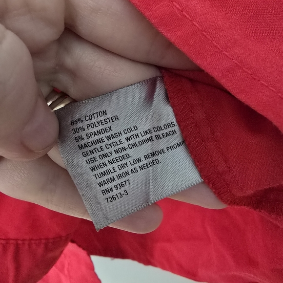 Worthington Top Women's Size 6 Red Button Up Shirt Long Sleeve Stretch Workwear - Picture 5 of 10